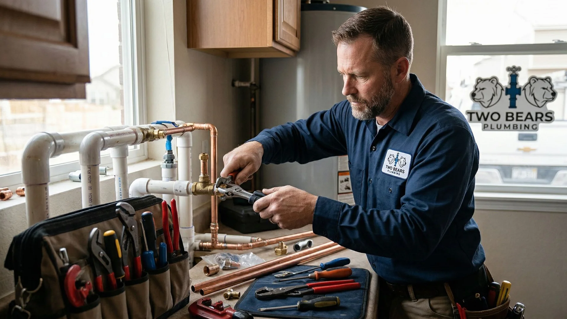 Professional plumber at work in Aurora, CO home